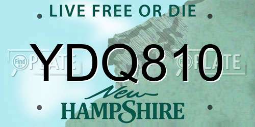 YDQ810 New Hampshire License Plate