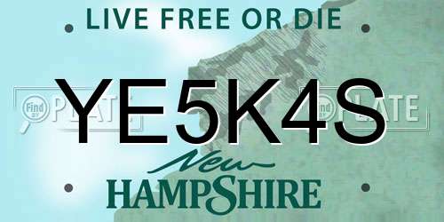 YE5K4S New Hampshire License Plate