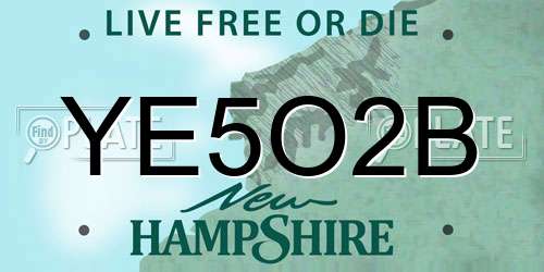 YE5O2B New Hampshire License Plate