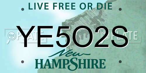 YE5O2S New Hampshire License Plate