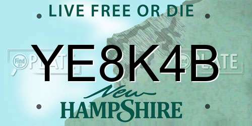YE8K4B New Hampshire License Plate