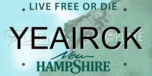 YEAIRCK New Hampshire License Plate