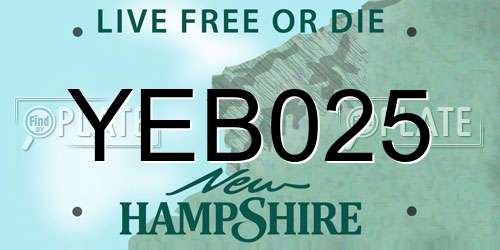 YEB025 New Hampshire License Plate