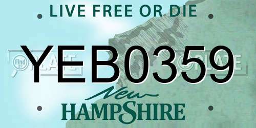 YEB0359 New Hampshire License Plate
