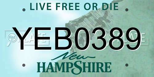 YEB0389 New Hampshire License Plate
