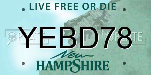 YEBD78 New Hampshire License Plate