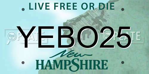 YEBO25 New Hampshire License Plate