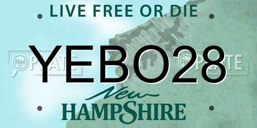 YEBO28 New Hampshire License Plate