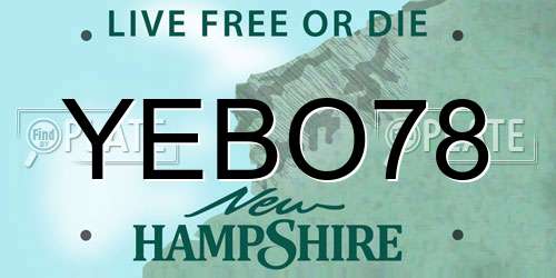YEBO78 New Hampshire License Plate