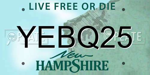 YEBQ25 New Hampshire License Plate