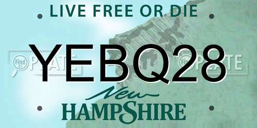 YEBQ28 New Hampshire License Plate