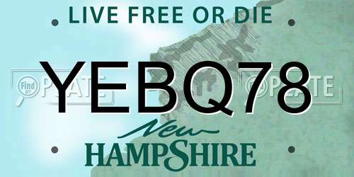 YEBQ78 New Hampshire License Plate