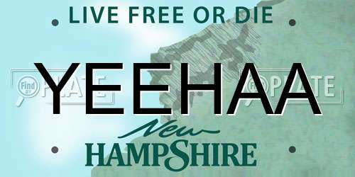 YEEHAA New Hampshire License Plate