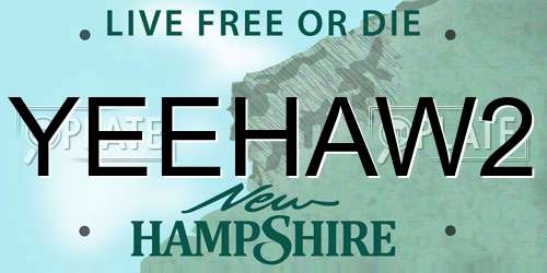 YEEHAW2 New Hampshire License Plate