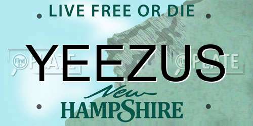 YEEZUS New Hampshire License Plate