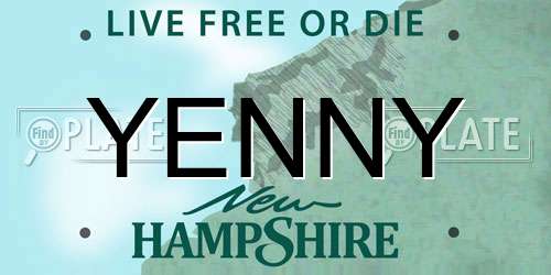 YENNY New Hampshire License Plate