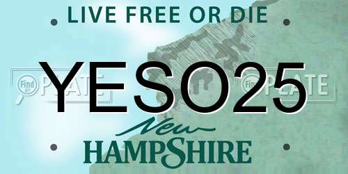YESO25 New Hampshire License Plate