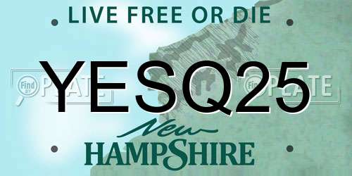 YESQ25 New Hampshire License Plate