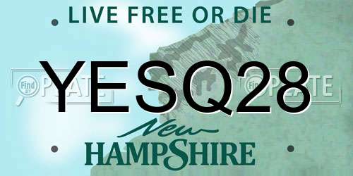 YESQ28 New Hampshire License Plate