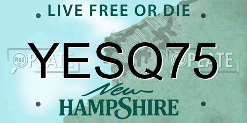 YESQ75 New Hampshire License Plate