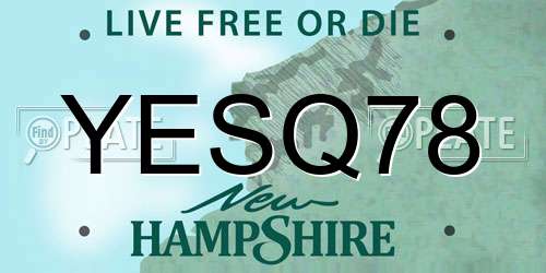 YESQ78 New Hampshire License Plate