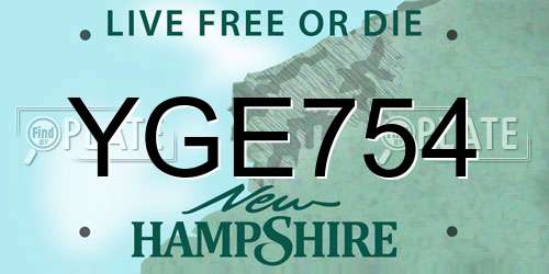 YGE754 New Hampshire License Plate