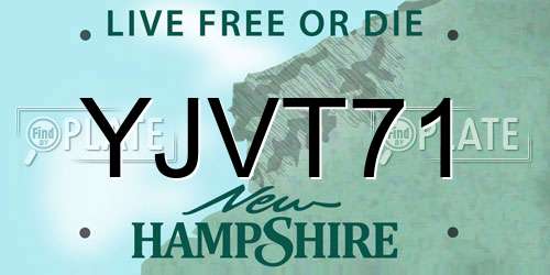 YJVT71 New Hampshire License Plate