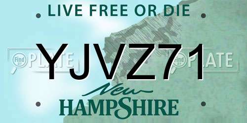 YJVZ71 New Hampshire License Plate