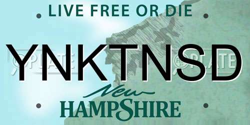 YNKTNSD New Hampshire License Plate