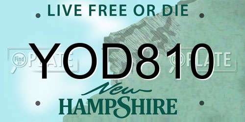 YOD810 New Hampshire License Plate