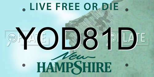 YOD81D New Hampshire License Plate