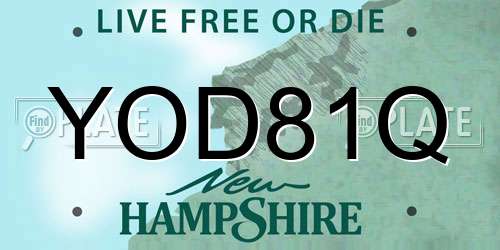 YOD81Q New Hampshire License Plate
