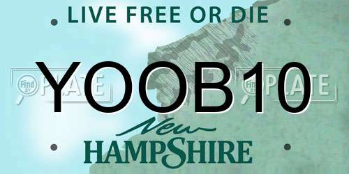 YOOB10 New Hampshire License Plate