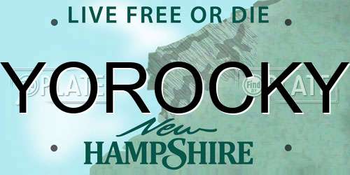 YOROCKY New Hampshire License Plate