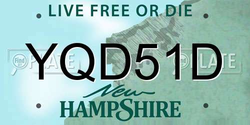 YQD51D New Hampshire License Plate