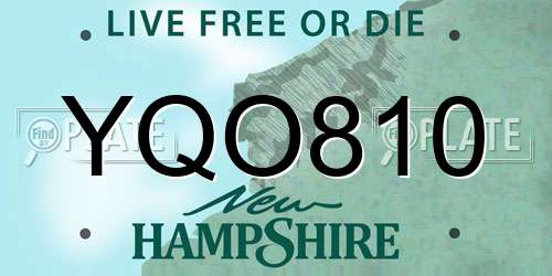 YQO810 New Hampshire License Plate