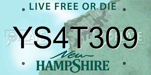 YS4T309 New Hampshire License Plate