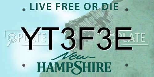 YT3F3E New Hampshire License Plate