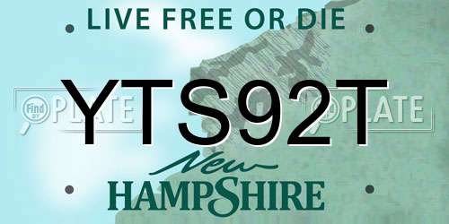 YTS92T New Hampshire License Plate