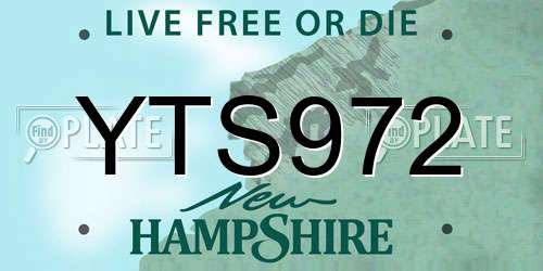 YTS972 New Hampshire License Plate