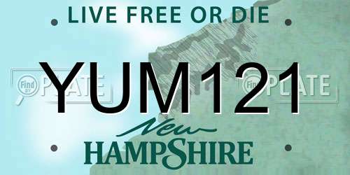 YUM121 New Hampshire License Plate