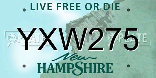 YXW275 New Hampshire License Plate