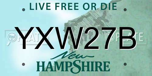 YXW27B New Hampshire License Plate