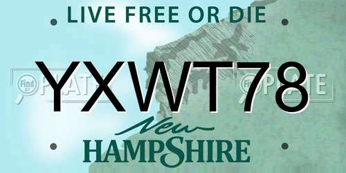 YXWT78 New Hampshire License Plate