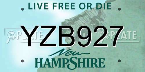 YZB927 New Hampshire License Plate