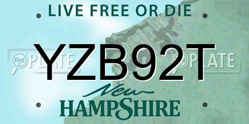 YZB92T New Hampshire License Plate