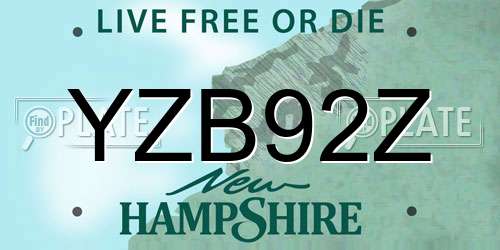 YZB92Z New Hampshire License Plate