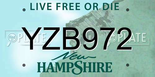 YZB972 New Hampshire License Plate
