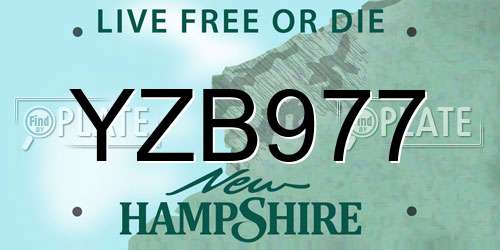 YZB977 New Hampshire License Plate