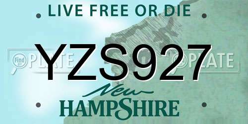 YZS927 New Hampshire License Plate